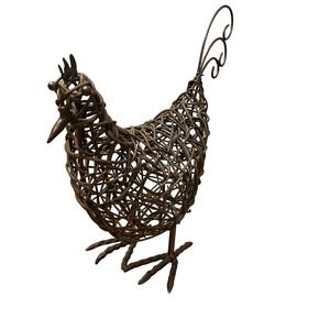 Folk Art Handmade Twig and Metal  Rustic Farmhouse Chicken Primitive